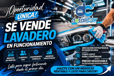 OPORTUNIDAD DE NEGOCIO FRANQUICIA – LAVADERO EN FUNCIONAMIENTO EN BARCELONA